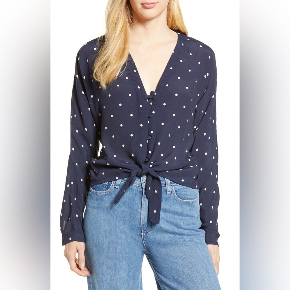 Rails Polka Dot Sloane Tie Front Top Size Small